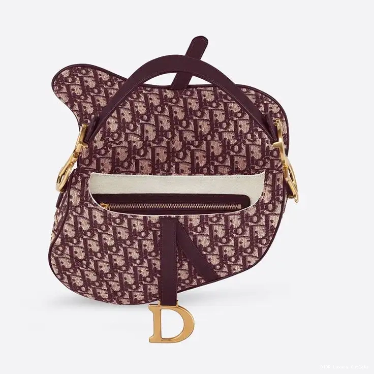 Cheap Dior Motif Oblique Canvas Burgundy Bag Saddle 0328 Luxury